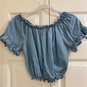 U.S. Poli Assn. - Women's Blue Ruffled Top